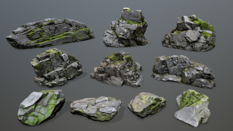 Mossy cliff rocks Modelo 3D .c4d .max .obj .3ds .fbx .stl .blend 