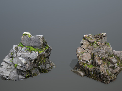 Mossy cliff rocks Modelo 3D