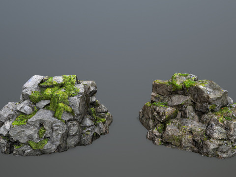 Mossy cliff rocks Modelo 3D