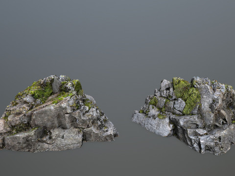 Mossy cliff rocks Modelo 3D