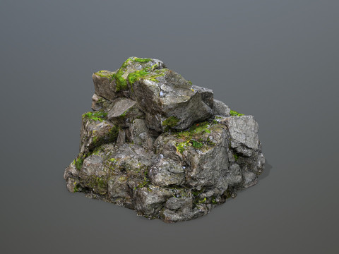 Mossy cliff rocks Modelo 3D