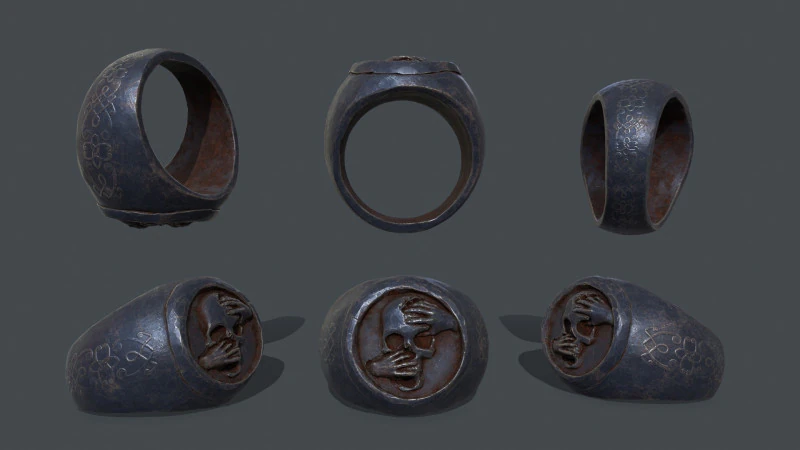 Skull Ring 3D Model .c4d .max .obj .3ds .fbx .stl .blend 