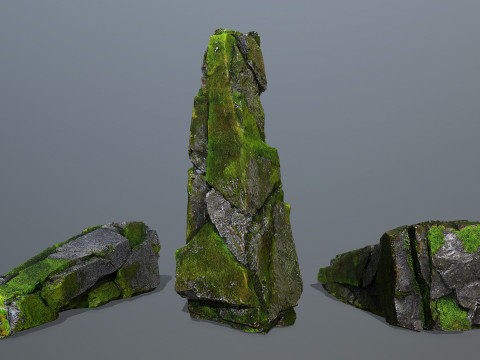 Mossy forest river stones Modelo 3D