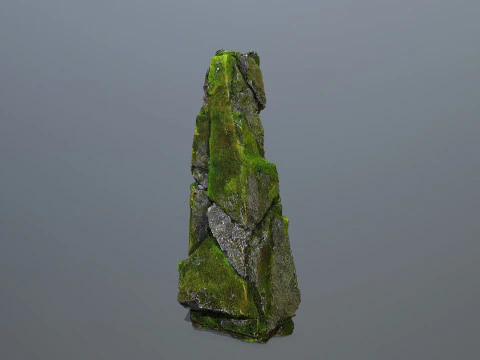 Mossy forest river stones 3D Model