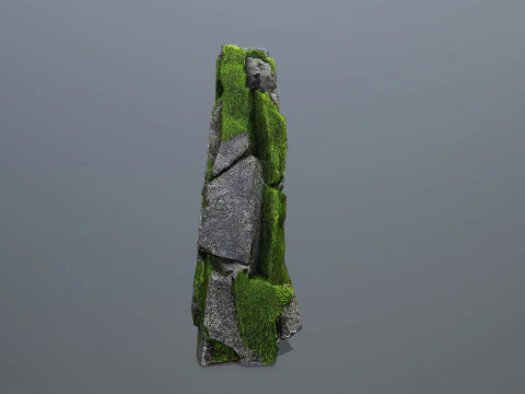 Mossy forest river stones 3D Model
