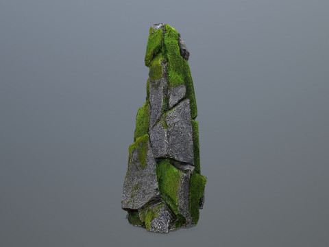 Mossy forest river stones Modelo 3D