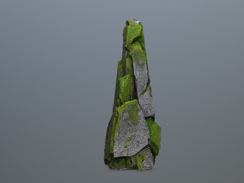 Mossy forest river stones Modelo 3D