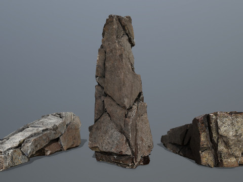 Old dirty cliff rock 3 3D Модель