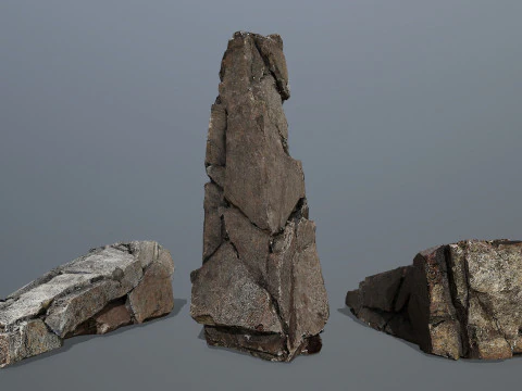 Old dirty cliff rock 3 3D Model