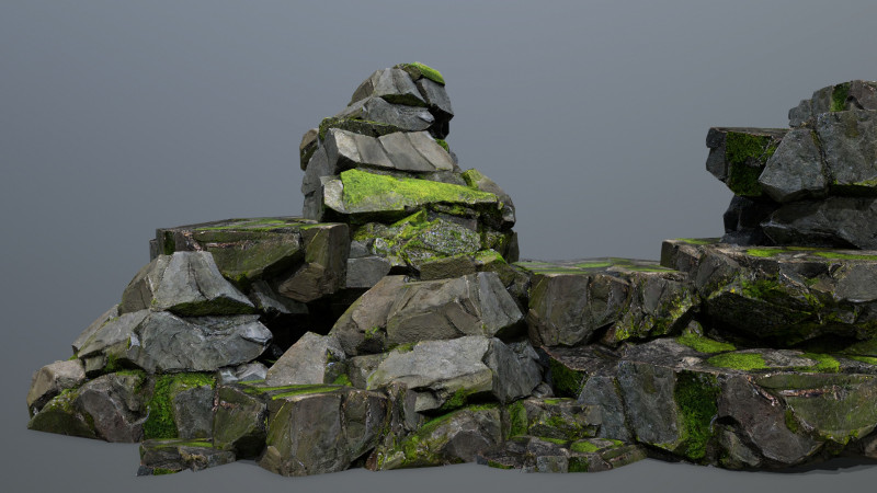 Mossy forest Rock 2 3D Model .c4d .max .obj .3ds .fbx .stl .blend 