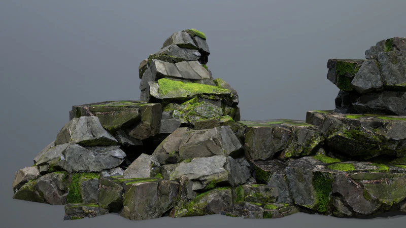 Mossy forest Rock 2 3D Model .c4d .max .obj .3ds .fbx .stl .blend
