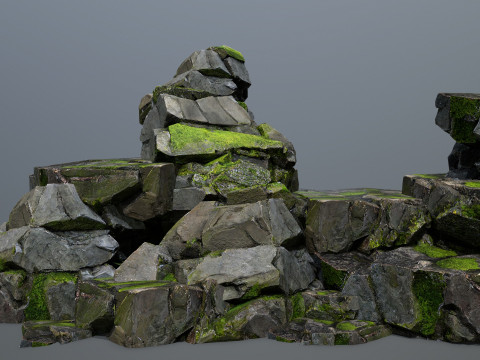Mossy forest Rock 2 3D Модель