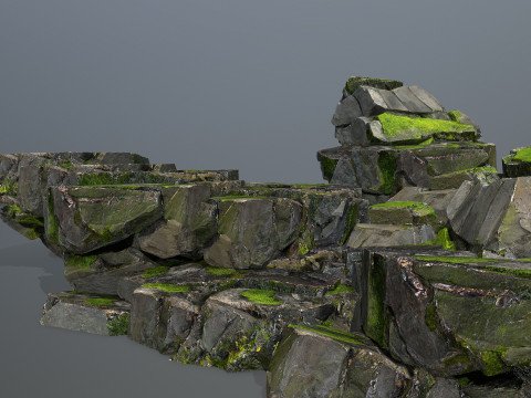 Mossy forest Rock 2 3D Model