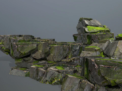 Mossy forest Rock 2 3D Model