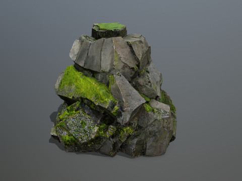 Mossy forest Rock 2 3D Model