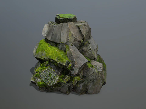 Mossy forest Rock 2 3D Model