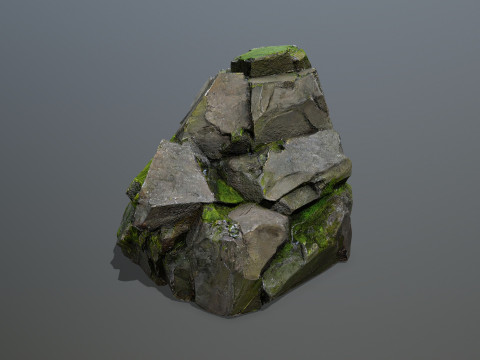 Mossy forest Rock 2 3D Model