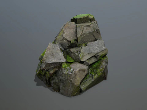 Mossy forest Rock 2 3D Model