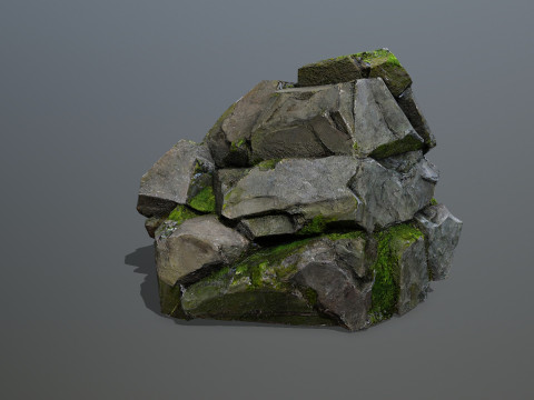 Mossy forest Rock 2 3D Model