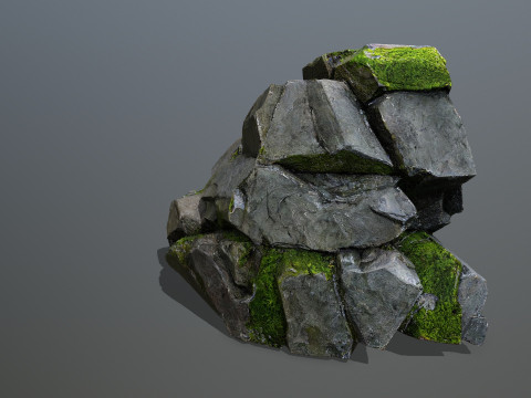 Mossy forest Rock 2 3D Model