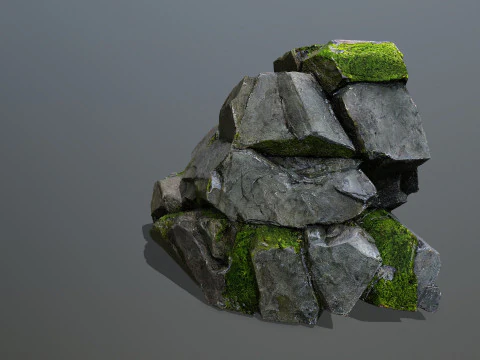Mossy forest Rock 2 3D Model