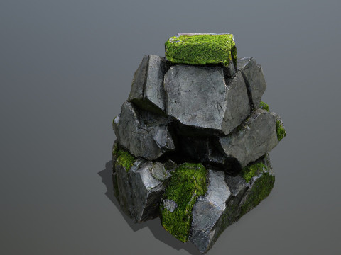 Mossy forest Rock 2 3D Model