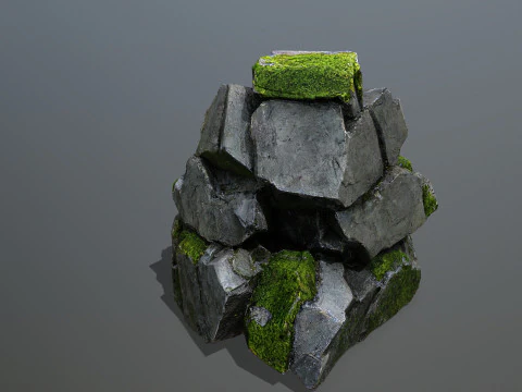 Mossy forest Rock 2 3D Model