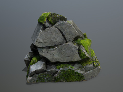 Mossy forest Rock 2 3D Model