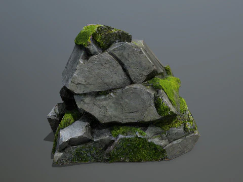 Mossy forest Rock 2 3D Model