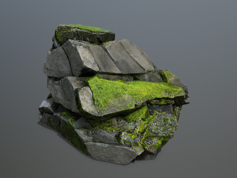 Mossy forest Rock 2 3D Model