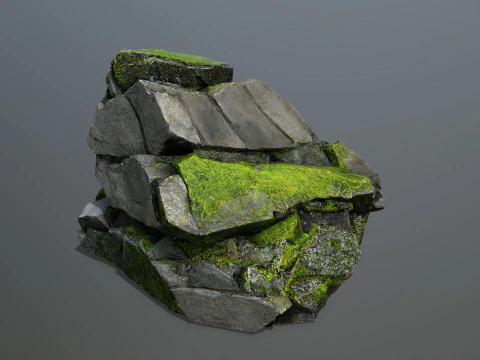 Mossy forest Rock 2 3D Model