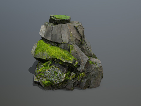 Mossy forest Rock 2 3D Model