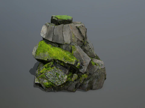 Mossy forest Rock 2 3D Model