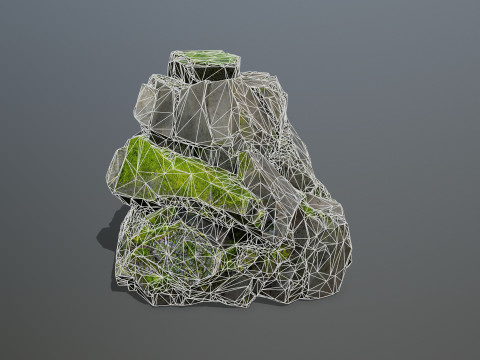 Mossy forest Rock 2 3D Model