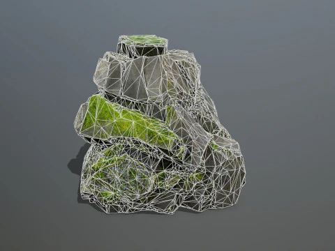 Mossy forest Rock 2 3D Model