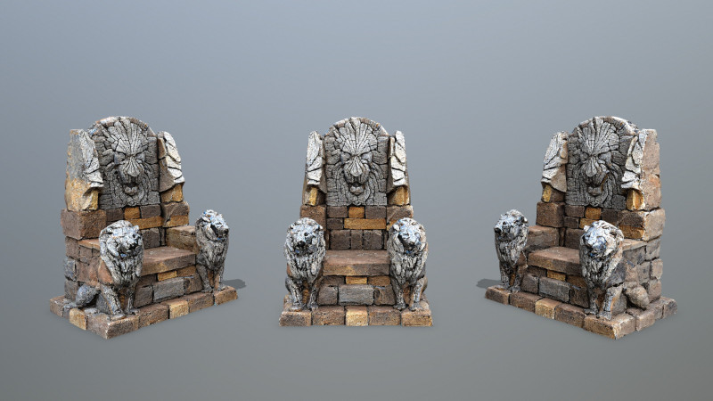 Lion Stone Throne 3D-Modell .c4d .max .obj .3ds .fbx .stl .blend 
