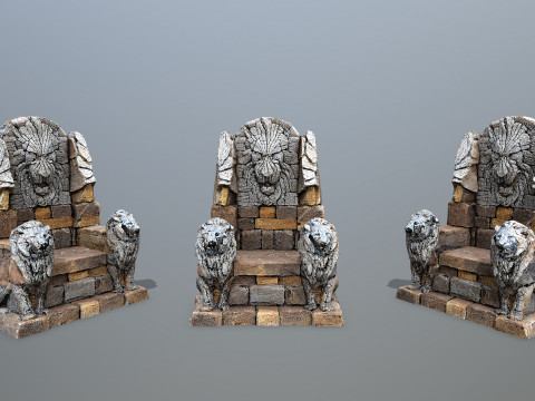 Lion Stone Throne 3D मॉडल