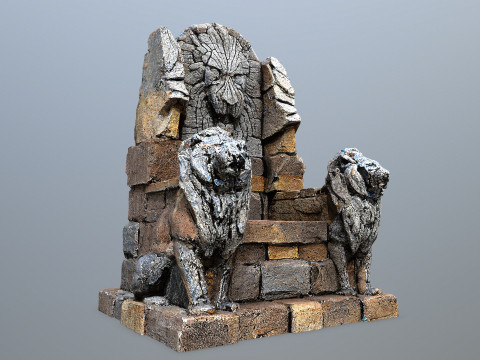 Lion Stone Throne 3D-Modell