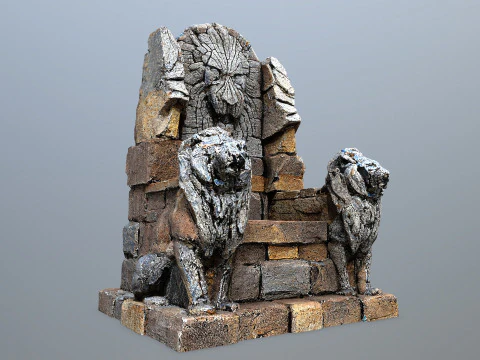 Lion Stone Throne 3D Model