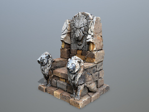 Lion Stone Throne 3D-Modell