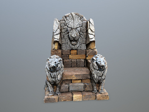 Lion Stone Throne 3D-Modell
