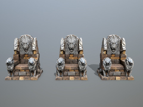 Lion Stone Throne 3D-Modell