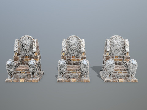 Lion Stone Throne 3D-Modell
