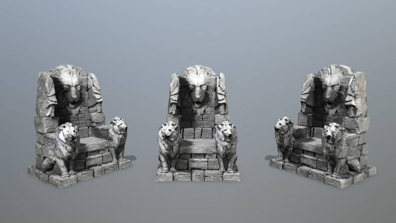 Lion Stone Throne Modelo 3D .c4d .max .obj .3ds .fbx .stl .blend 