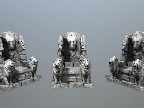 Lion Stone Throne 3D 모델