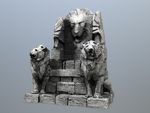Lion Stone Throne Modelo 3D