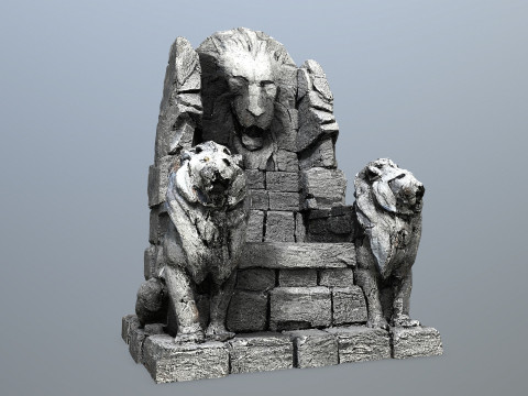 Lion Stone Throne Modelo 3D