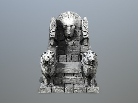 Lion Stone Throne Modelo 3D