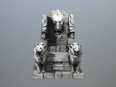 Lion Stone Throne 3D Model