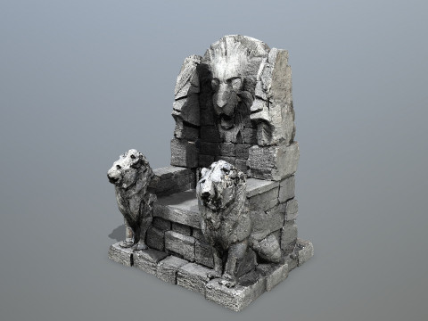 Lion Stone Throne Modelo 3D
